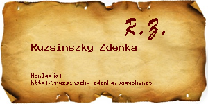 Ruzsinszky Zdenka névjegykártya